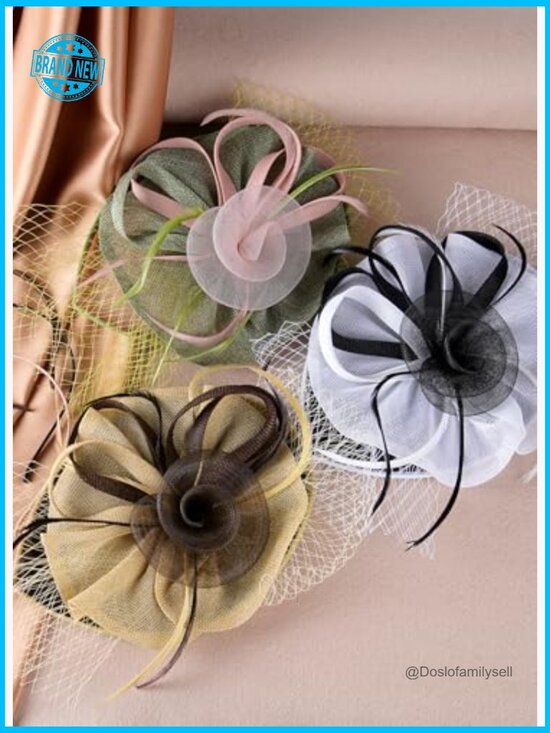 Derby Fascinator Hat with Feathers and Detachable Headband for Tea Party main image 5